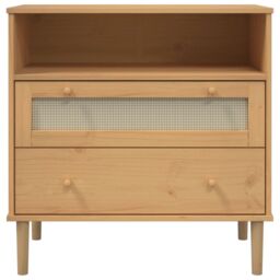 Berkfield Home Sideboard SENJA Rattan Look Brown 80x40x80 cm Solid Wood Pine - Size: 80 x 40 x 80 cm - thumbnail 5