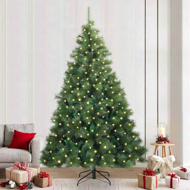 Berkfield Home Artificial Christmas Tree with 300 LEDs Green 240 cm PE & PVC - image 1