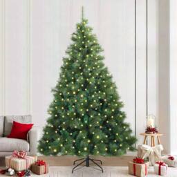Berkfield Home Artificial Christmas Tree with 300 LEDs Green 240 cm PE & PVC - thumbnail 1
