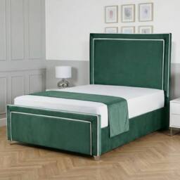 Living Comfort Bedz Verona Upholstered Bed Frame Slatted Base with 48 Inch Headboard in Green - Size: Super King - thumbnail 1