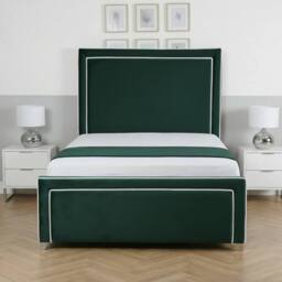 Living Comfort Bedz Verona Upholstered Bed Frame Slatted Base with 48 Inch Headboard in Green - Size: Super King - thumbnail 2