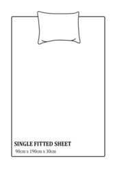 Neel Blue 300TC Cotton Fitted Sheet, White Satin Stripe, Single, 90cmx190cmx30cm - Size: Single - thumbnail 2