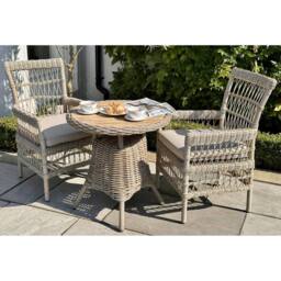 Lemon Pavilion Furniture and Decor Amalfi Collection Outdoor Bistro Table w/ Wood Top, L70 x W70 x H72 cm in Beige - thumbnail 2