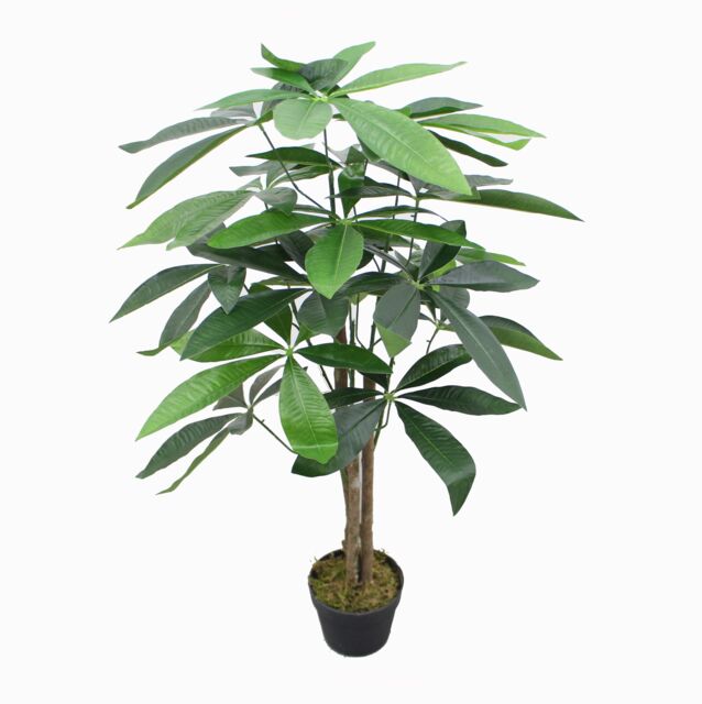 Tradala Trees Lush Artificial Tree Large Fortune with Real Wood Trunk in Dark Green - Size: 5ft - image 1