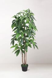 Tradala Trees Lush Artificial Tree Large Fortune with Real Wood Trunk in Dark Green - Size: 5ft - thumbnail 3