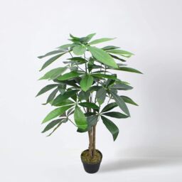 Tradala Trees Lush Artificial Tree Large Fortune with Real Wood Trunk in Dark Green - Size: 5ft - thumbnail 2