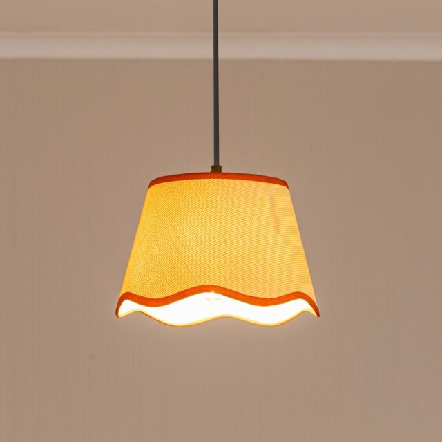 ValueLights Dutton Natural Fabric Scallop Edge Ceiling Floor Table Small Lamp Shade in Burnt Orange - image 1