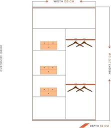 MN Furniture Double Door Sliding Mirror Wardrobe - LED Light 120cm x217cm in Black - Size: 120 cm x217 cm - thumbnail 3