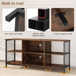 "Costway TV Stand for 65"" TVs 3-tier Entertainment Center in Brown" - thumbnail 6
