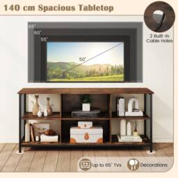 "Costway TV Stand for 65"" TVs 3-tier Entertainment Center in Brown" - thumbnail 8