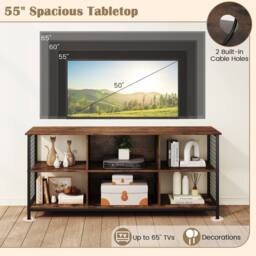 "Costway TV Stand for 65"" TVs 3-tier Entertainment Center in Brown" - thumbnail 7