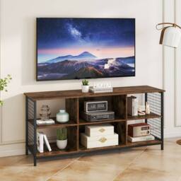 "Costway TV Stand for 65"" TVs 3-tier Entertainment Center in Brown" - thumbnail 9