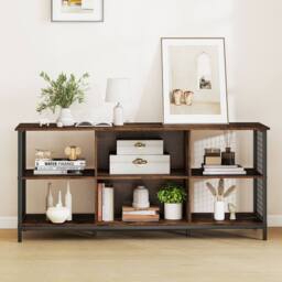 "Costway TV Stand for 65"" TVs 3-tier Entertainment Center in Brown" - thumbnail 1