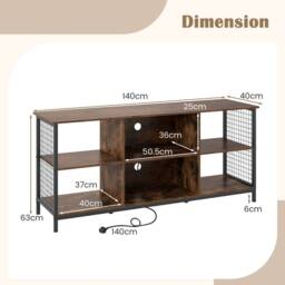 "Costway TV Stand for 65"" TVs 3-tier Entertainment Center in Brown" - thumbnail 2