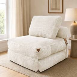 STILVORA Floor Sofa with Storage Pockets, White