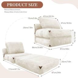 STILVORA Floor Sofa with Storage Pockets, White - thumbnail 3