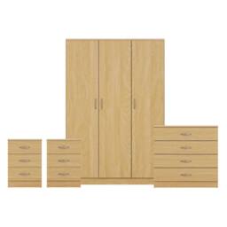 HD Designs 4Pc Bedroom Set 2x3Drawer Bedside, 4Drawer, 3 Dr Wardrobe in Brown - thumbnail 8