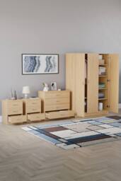 HD Designs 4Pc Bedroom Set 2x3Drawer Bedside, 4Drawer, 3 Dr Wardrobe in Brown - thumbnail 2