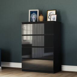 HD Designs Vida Designs Glinton 4 Piece Bedroom Set (2 Drawer Bedside Chest x2 in Black - thumbnail 5