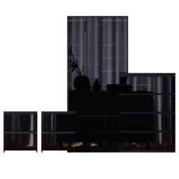 HD Designs Vida Designs Glinton 4 Piece Bedroom Set (2 Drawer Bedside Chest x2 in Black - thumbnail 2