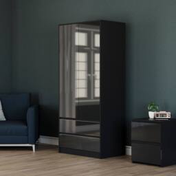 HD Designs Vida Designs Glinton 4 Piece Bedroom Set (2 Drawer Bedside Chest x2 in Black - thumbnail 6