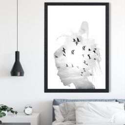 ARTZE Abstract & Seabirds Fashion Black & White Photo Framed Print SIZE: A4 with Black Frame - thumbnail 2