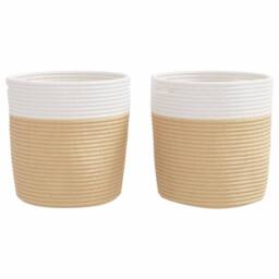 Berkfield Home Storage Baskets 2 pcs Beige & White √ò28x28 cm Cotton - Size: 28x28 cm - thumbnail 4
