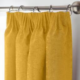 Luxury Living Chenille Blackout Pencil Pleat Top Curtains in Yellow - Size: 117 cm width x 229 cm drop - thumbnail 2