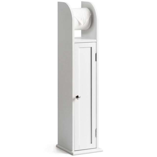 Christow Toilet Roll Holder Cabinet Freestanding White Wood Bathroom Storage - image 1