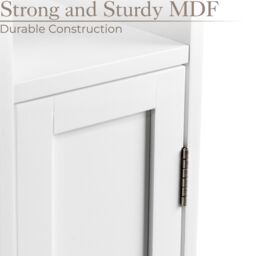 Christow Toilet Roll Holder Cabinet Freestanding White Wood Bathroom Storage - thumbnail 4