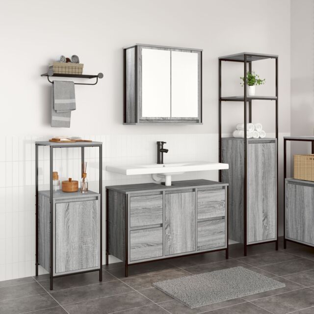Berkfield Home 3-Piece Bathroom Furniture Set in Grey Sonoma Engineered Wood - image 1