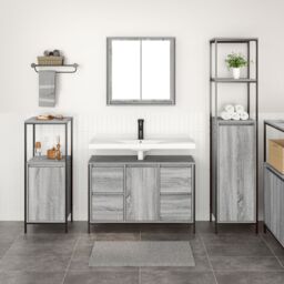 Berkfield Home 3-Piece Bathroom Furniture Set in Grey Sonoma Engineered Wood - thumbnail 4