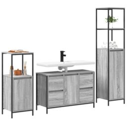 Berkfield Home 3-Piece Bathroom Furniture Set in Grey Sonoma Engineered Wood - thumbnail 3
