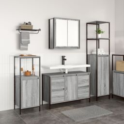 Berkfield Home 3-Piece Bathroom Furniture Set in Grey Sonoma Engineered Wood - thumbnail 1