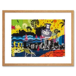 "Artery8 Wall Art Print Graffiti Mural Paralimni Secondary Cyprus Framed in Beige - Size: W7"" x H9""" - thumbnail 1