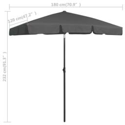Berkfield Home Beach Umbrella Anthracite 180x120 cm in Dark Grey - thumbnail 8