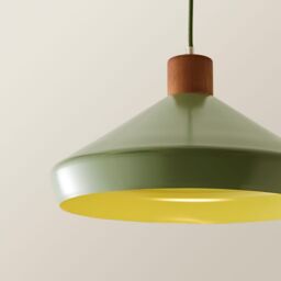 ValueLights Parker Gloss & Walnut Dome Adjustable Ceiling Pendant Light & Bulb in Pale Green - thumbnail 4