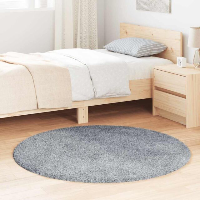 Berkfield Home Shaggy Rug High Pile NAVARRA Silver Grey 120x120 cm Polyester - Size: Medium - image 1