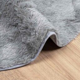 Berkfield Home Shaggy Rug High Pile NAVARRA Silver Grey 120x120 cm Polyester - Size: Medium - thumbnail 5