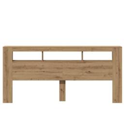 Berkfield Home LED Headboard Artisan Oak 220x18.5x103.5 cm Engineered Wood in Brown - thumbnail 6