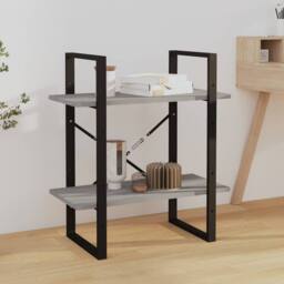 Berkfield Home Decorative 2-Tier Book Cabinet Grey Sonoma 60x30x70 cm Engineered Wood - Size: 60 x 30 x 70 cm - thumbnail 2