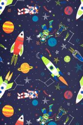 Bedlam 'Supersonic' Glow In The Dark Space Rocket Pair of Pencil Pleat Curtains in Blue - Size: 168 cm width x 183 cm drop - thumbnail 4
