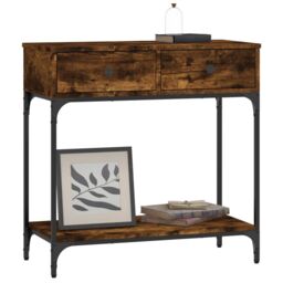 Berkfield Home Console Table Smoked Oak 75x34.5x75 cm Engineered Wood in Brown - thumbnail 4