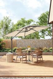 Living and Home 3m x 3m Square Cantilever Garden Parasol in Beige - thumbnail 2