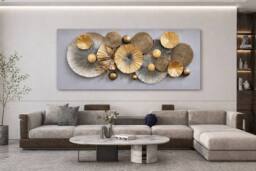 Mafett Large Gold Silver Abstract Wall Art Canvas Flat Design Print
