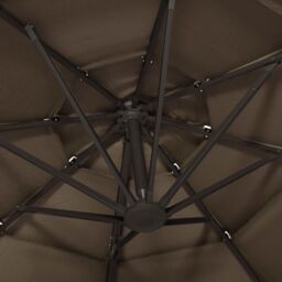 Berkfield Home 4-Tier Parasol with Aluminium Pole Taupe 3x3 m in Beige - thumbnail 6