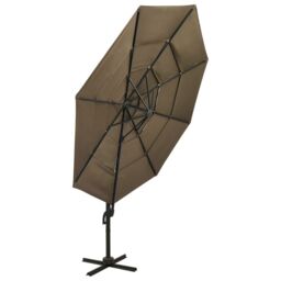 Berkfield Home 4-Tier Parasol with Aluminium Pole Taupe 3x3 m in Beige - thumbnail 3