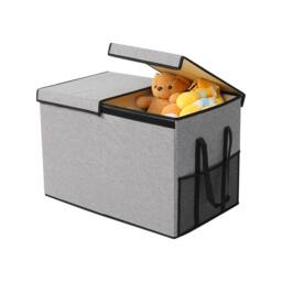 Xample Large Collapsible Storage Box Folding Jumbo Storage Chest Toys Kids Room Toy Box in Grey - thumbnail 2