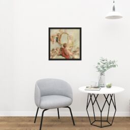 "Artery8 Wall Art Print De Wit Putti With Mirrors Cherub Babies Painting Square Framed Picture 16X16 Inch in Black - Size: W16"" x H16""" - thumbnail 2
