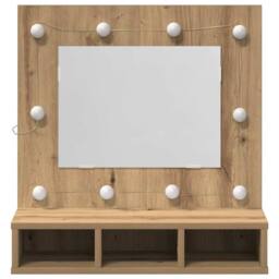 Berkfield Home Vanity Unit with Mirror Artisan Oak MDF, Glass 60 x 31.5 x 62 cm in Brown - thumbnail 5